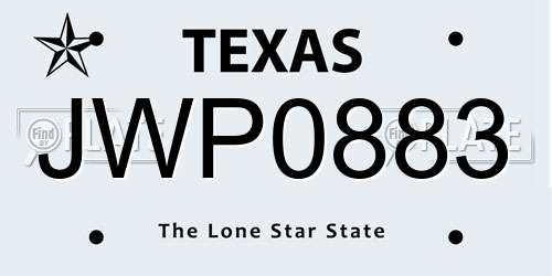 JWP0883 Texas License Plate
