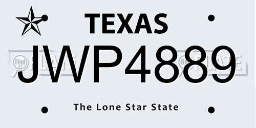 JWP4889 Texas License Plate