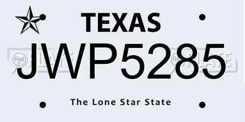 JWP5285 Texas License Plate