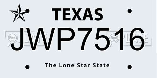 JWP7516 Texas License Plate