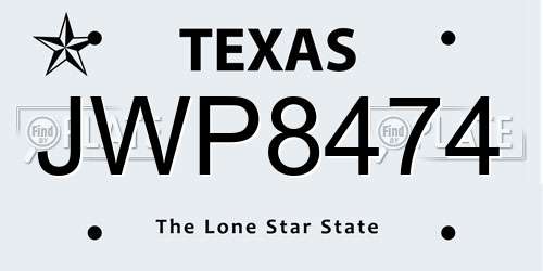 JWP8474 Texas License Plate