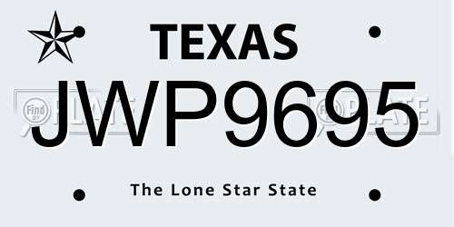 JWP9695 Texas License Plate