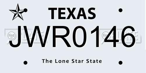 JWR0146 Texas License Plate