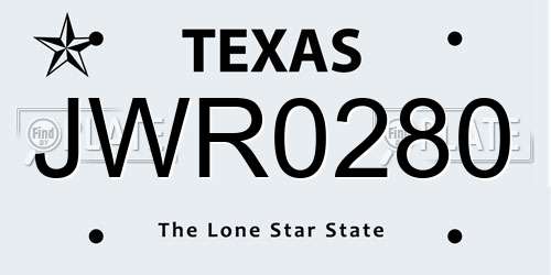 JWR0280 Texas License Plate