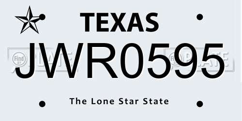 JWR0595 Texas License Plate