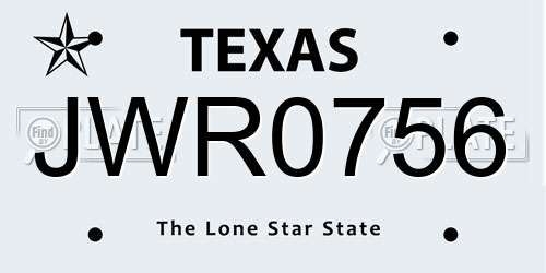 JWR0756 Texas License Plate