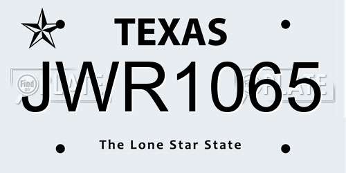 JWR1065 Texas License Plate