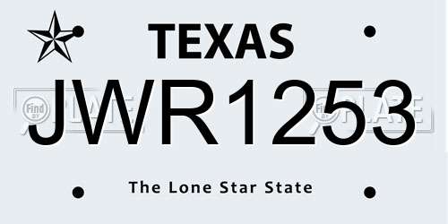 JWR1253 Texas License Plate