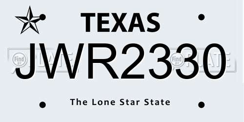 JWR2330 Texas License Plate