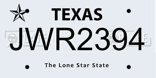 JWR2394 Texas License Plate