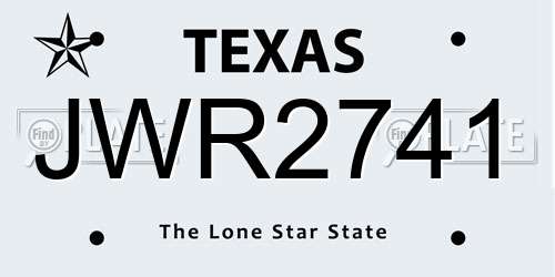 JWR2741 Texas License Plate