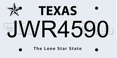 JWR4590 Texas License Plate