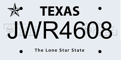 JWR4608 Texas License Plate