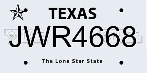 JWR4668 Texas License Plate