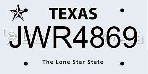 JWR4869 Texas License Plate