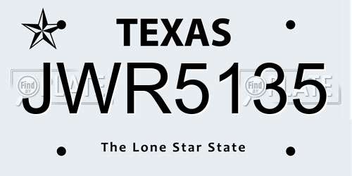 JWR5135 Texas License Plate