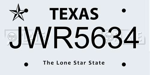 JWR5634 Texas License Plate