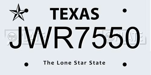 JWR7550 Texas License Plate
