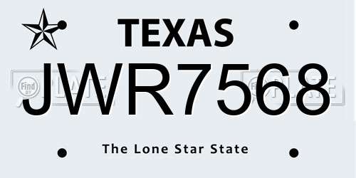 JWR7568 Texas License Plate