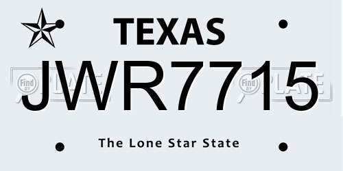 JWR7715 Texas License Plate