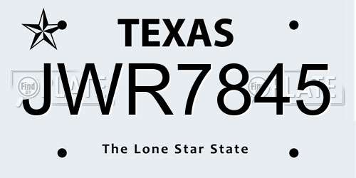 JWR7845 Texas License Plate