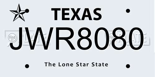 JWR8080 Texas License Plate