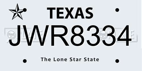 JWR8334 Texas License Plate