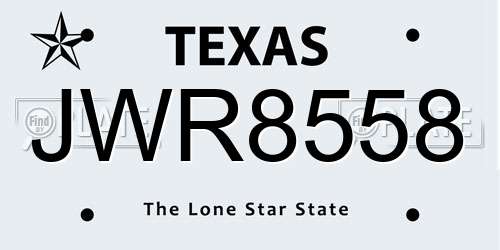 JWR8558 Texas License Plate
