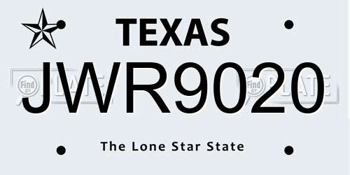 JWR9020 Texas License Plate