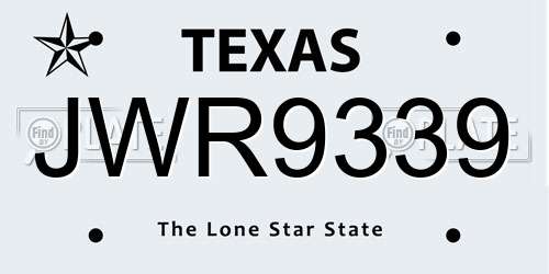 JWR9339 Texas License Plate