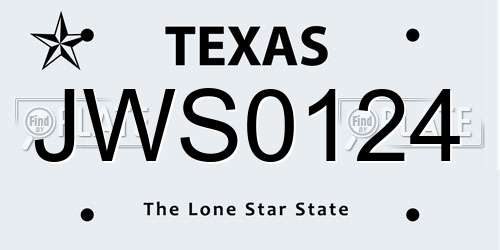 JWS0124 Texas License Plate