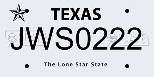 JWS0222 Texas License Plate