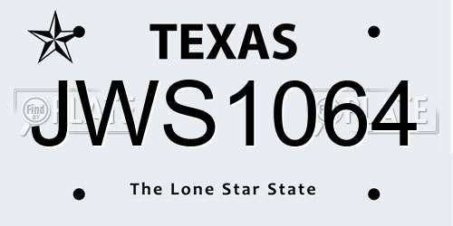 JWS1064 Texas License Plate