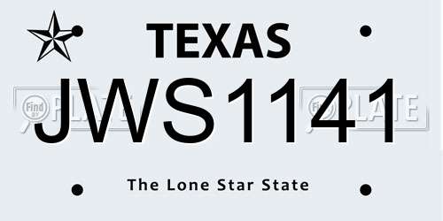 JWS1141 Texas License Plate