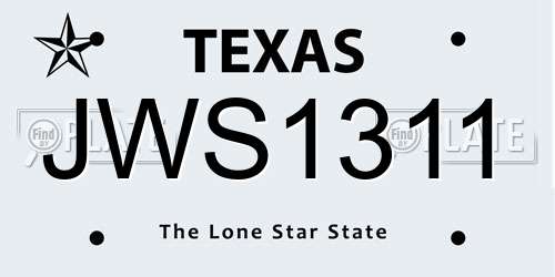 JWS1311 Texas License Plate