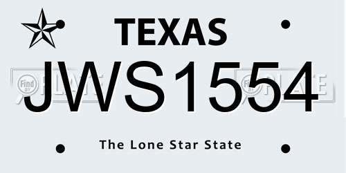 JWS1554 Texas License Plate