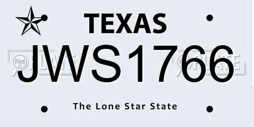 JWS1766 Texas License Plate