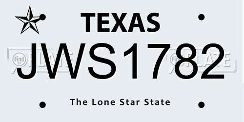 JWS1782 Texas License Plate