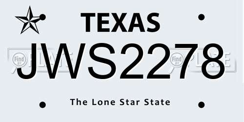 JWS2278 Texas License Plate