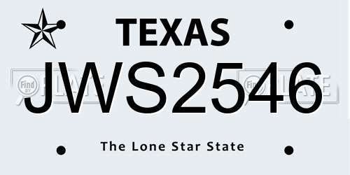 JWS2546 Texas License Plate