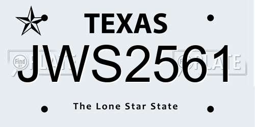 JWS2561 Texas License Plate