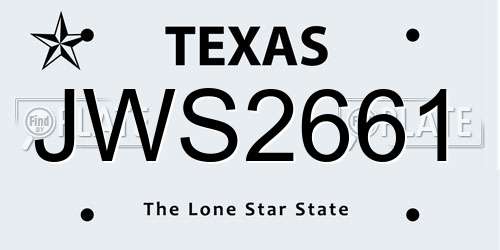 JWS2661 Texas License Plate