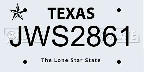 JWS2861 Texas License Plate