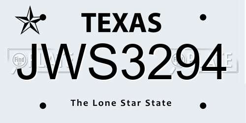 JWS3294 Texas License Plate