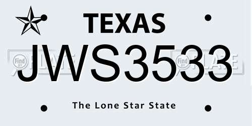 JWS3533 Texas License Plate