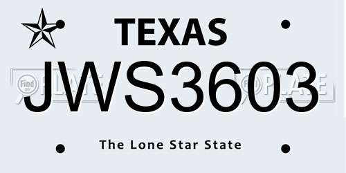 JWS3603 Texas License Plate