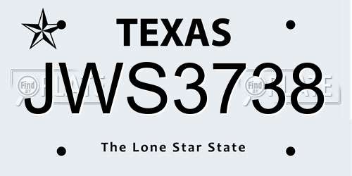 JWS3738 Texas License Plate