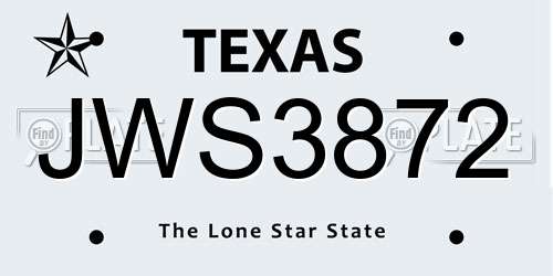 JWS3872 Texas License Plate