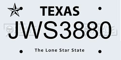JWS3880 Texas License Plate