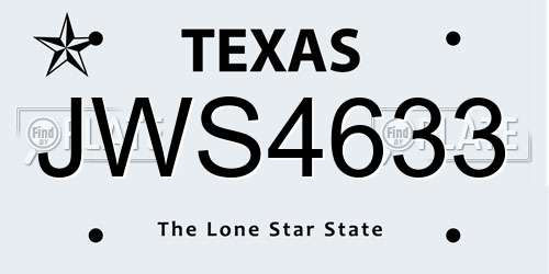 JWS4633 Texas License Plate